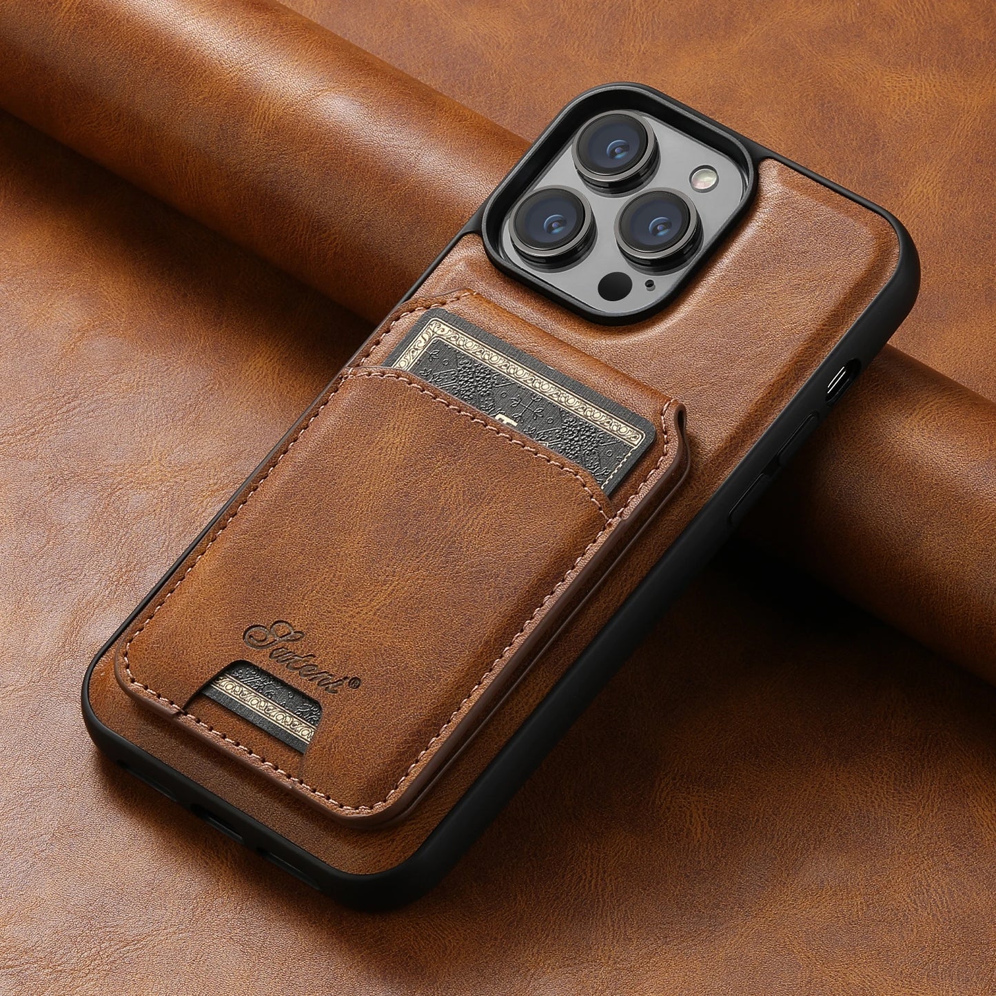 Magnetic Leather Wallet Case for iPhone - CaseifyTrend