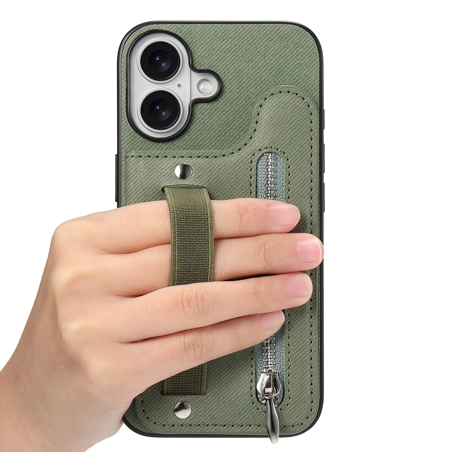 Leather Wallet Phone Case with Wrist Strap and Card Holder