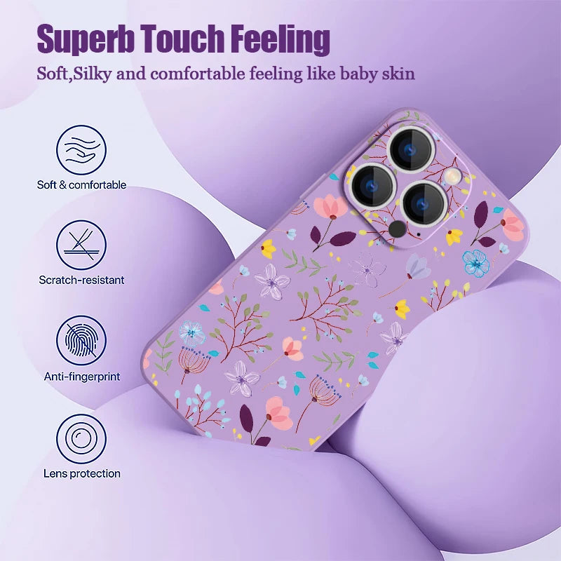 Floral Print Magsafe Silicone Case for iPhone - CaseifyTrend