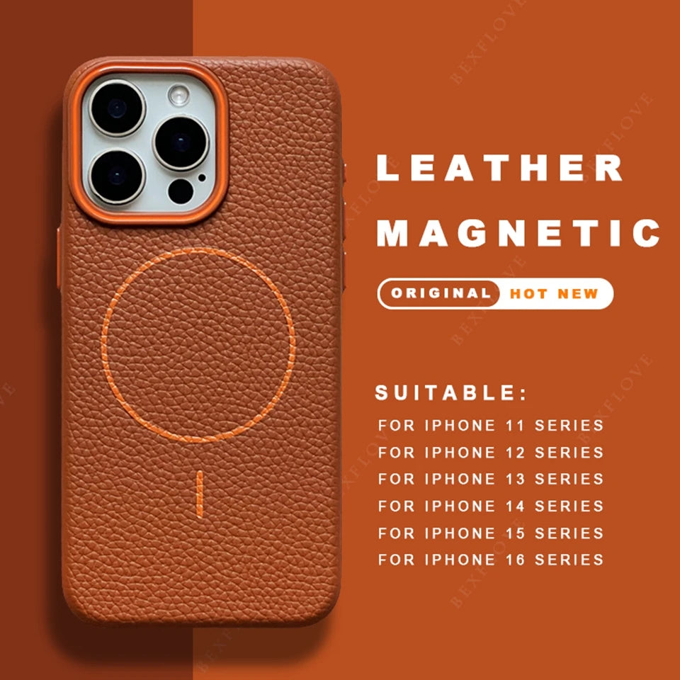 Leather Magnetic Magsafe Case for iPhone - CaseifyTrend