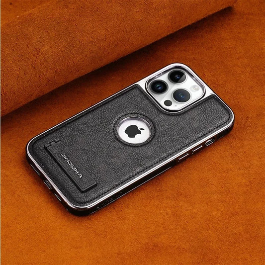 Ultra Thin Leather iPhone Case with Invisible Fold Stand