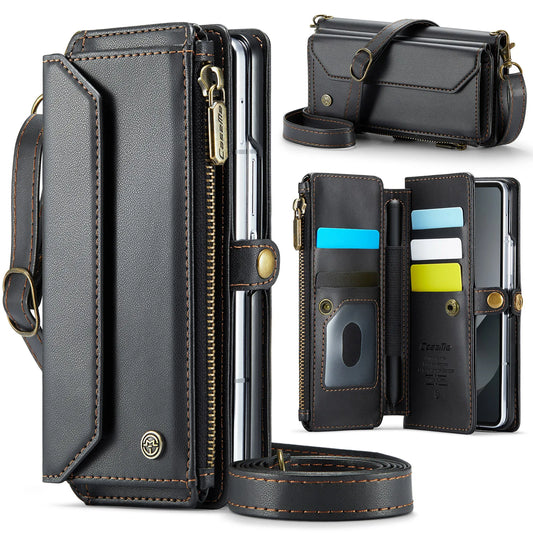 PU Leather Wallet Case with Strap & Card Holder for Galaxy Z Fold