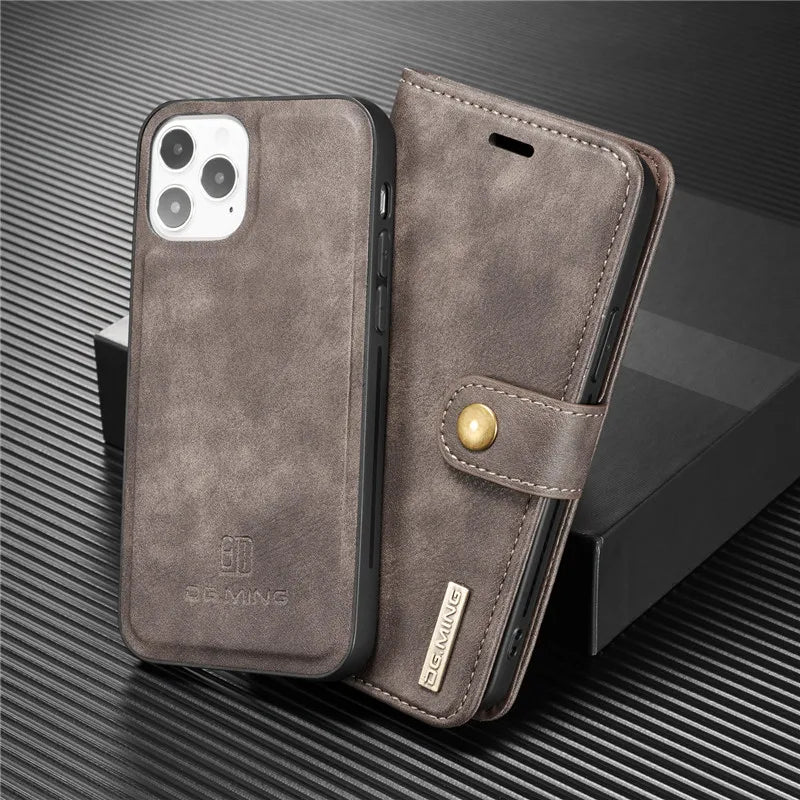 Detachable Magnetic Leather Wallet Case for iPhone