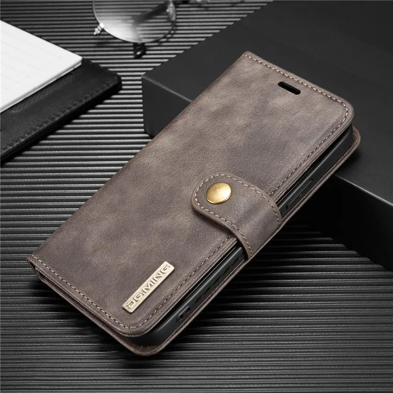 Detachable Magnetic Leather Wallet Case for iPhone