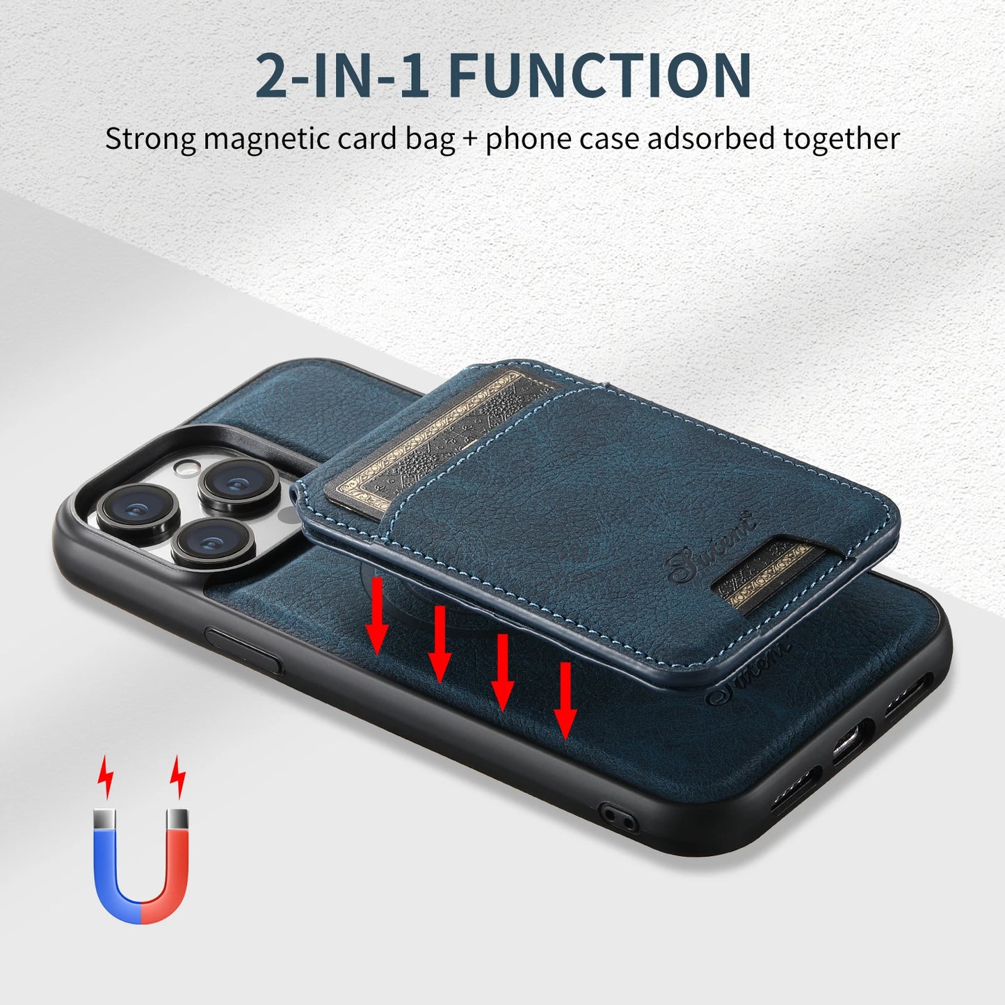 Luxury Magnetic Leather Wallet Case with Card Slot for iPhone