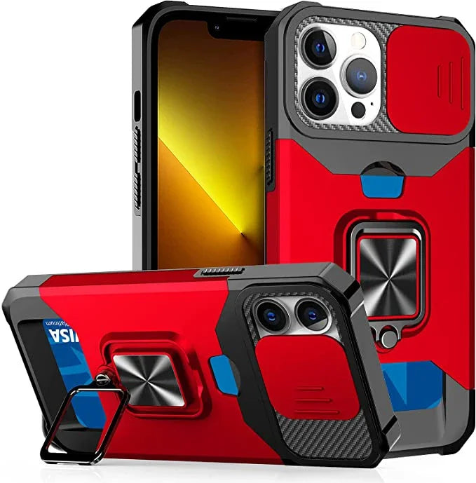 iPhone Wallet Case with Card Holder Ring Stand