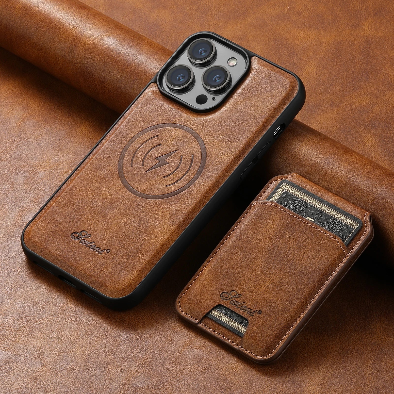 Magnetic Leather Wallet Case for iPhone - CaseifyTrend