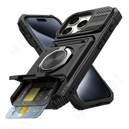 Magnetic iPhone Wallet Case with Ring Kickstand