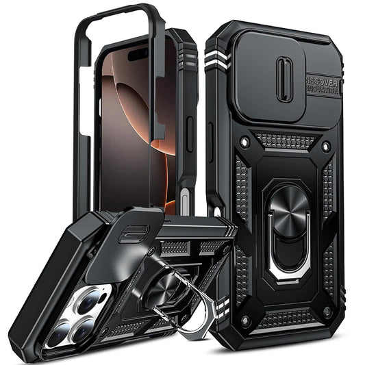 Military Armor iPhone Case with Camera Slide & 360° Stand