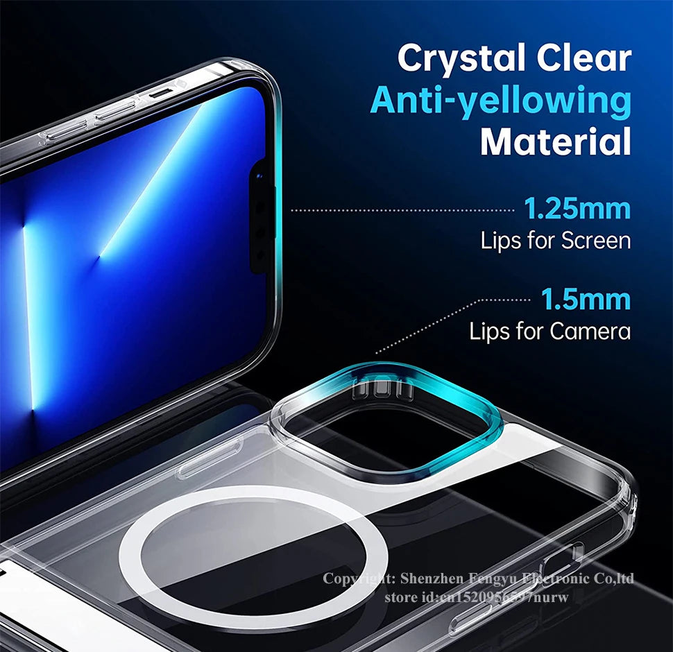 Clear Magnetic Phone Case with Kickstand for iPhone