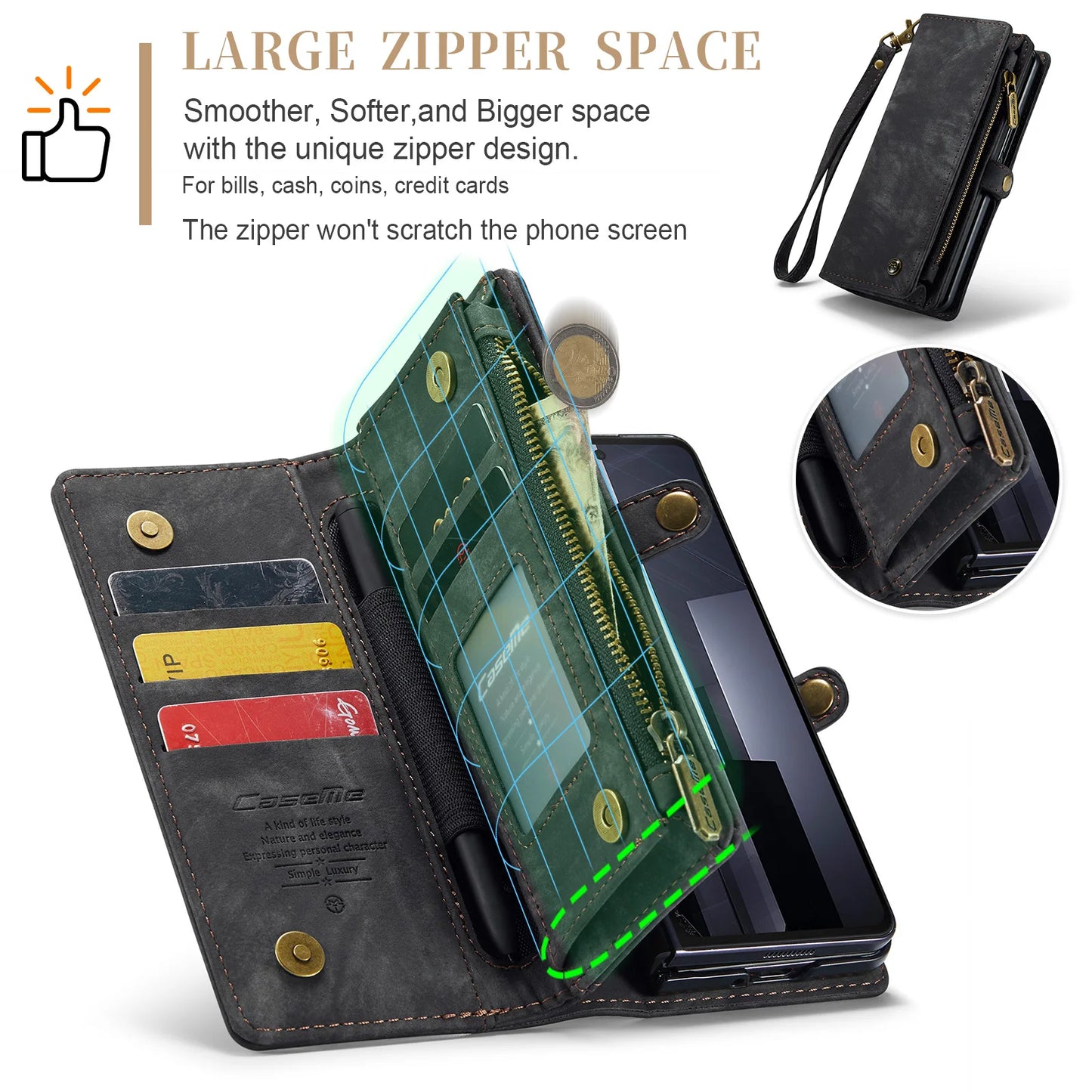 PU Leather Wallet Flip Case with Card Holder for Samsung Z Fold