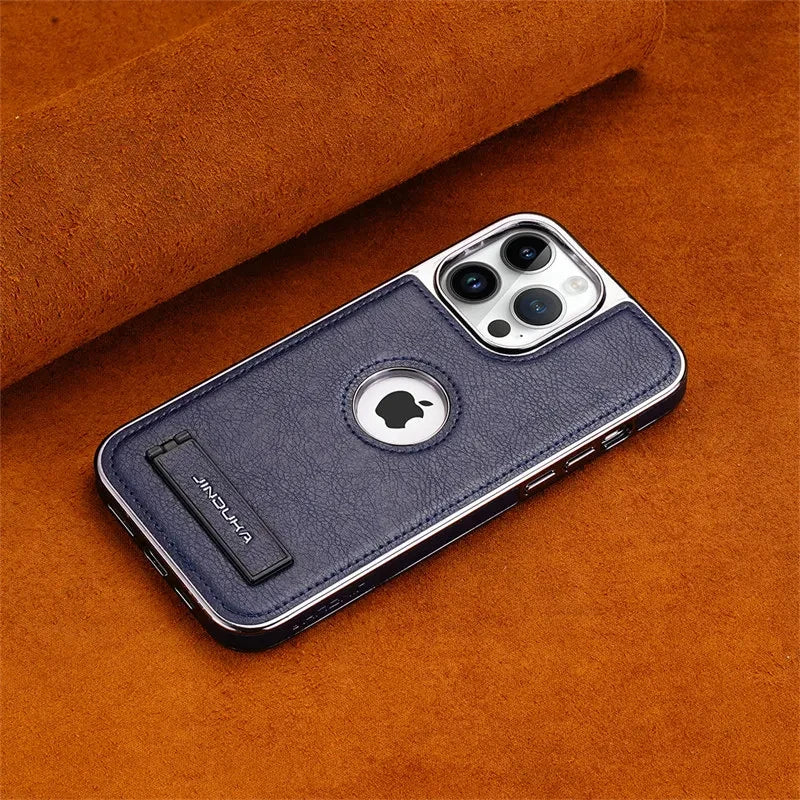 Luxury Leather Kickstand Case for iPhone