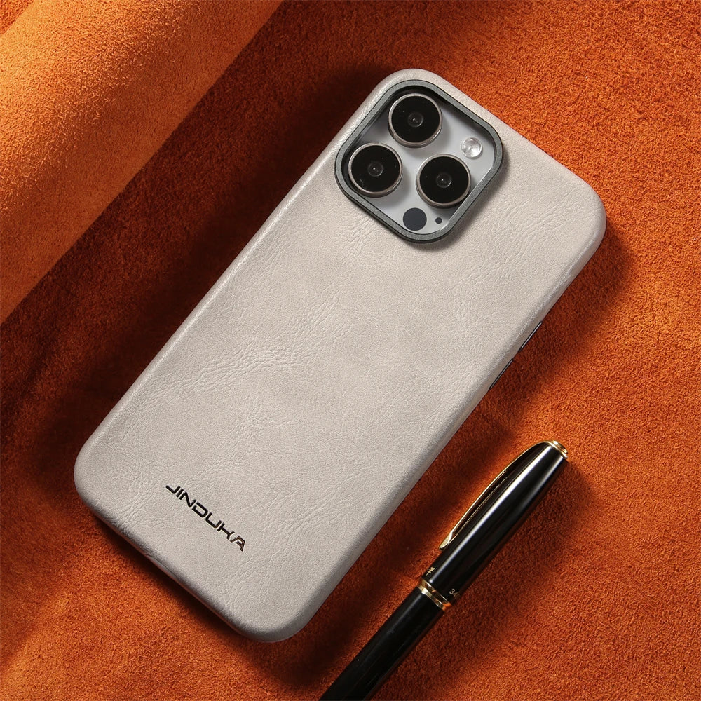 Luxury Ultra Thin Leather Magsafe Case for iPhone