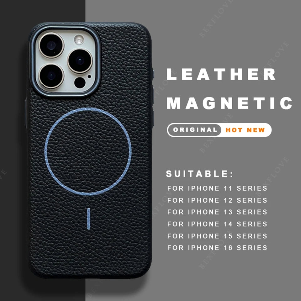 Leather Magnetic Magsafe Case for iPhone - CaseifyTrend