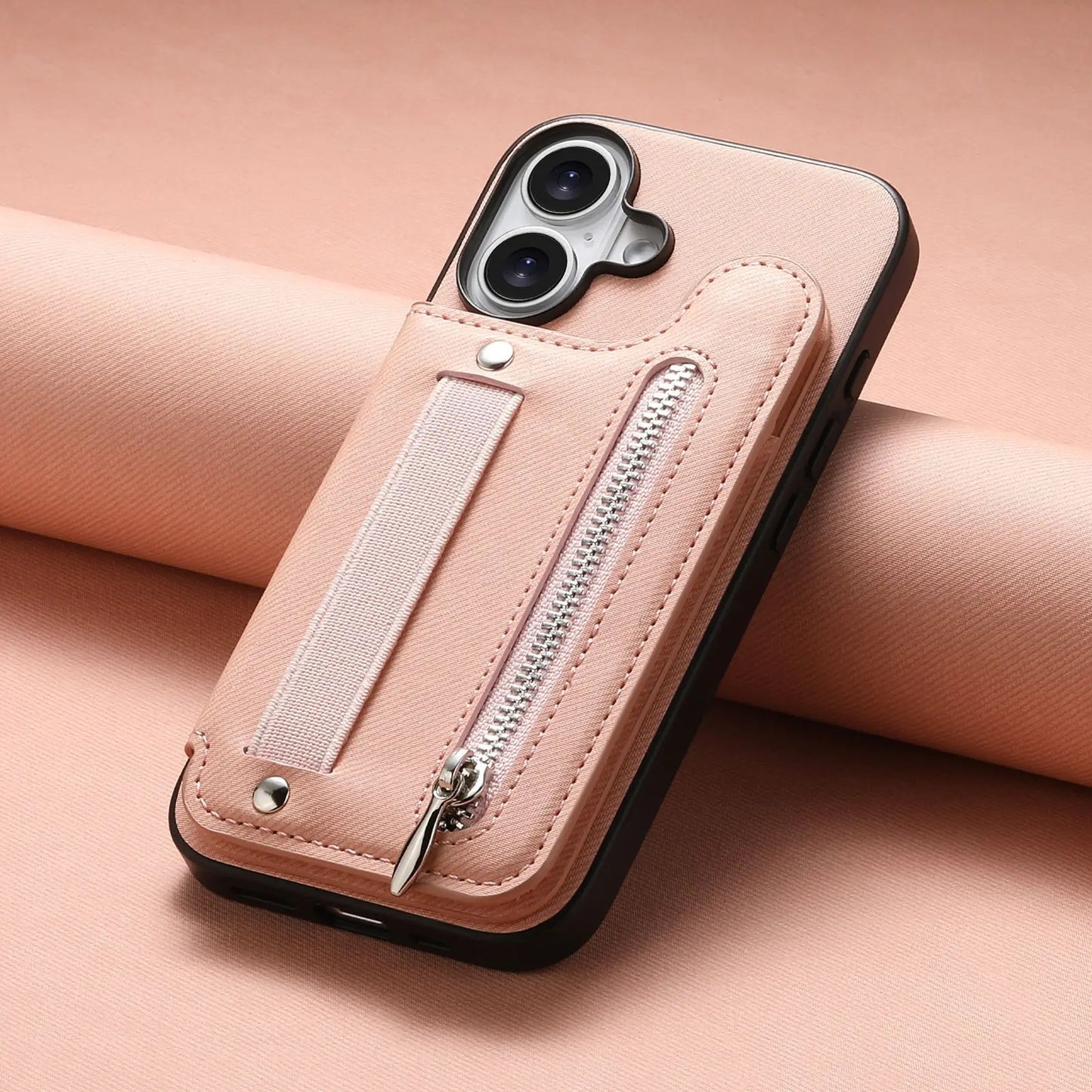 Leather Wallet Phone Case with Wrist Strap and Card Holder