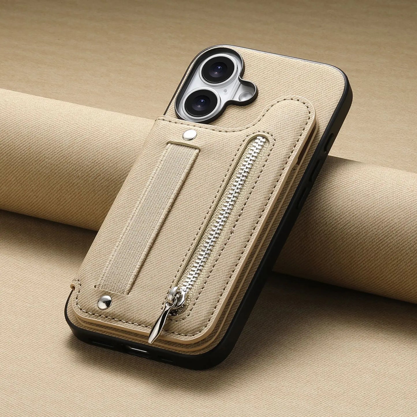 Leather Wallet Phone Case with Wrist Strap and Card Holder