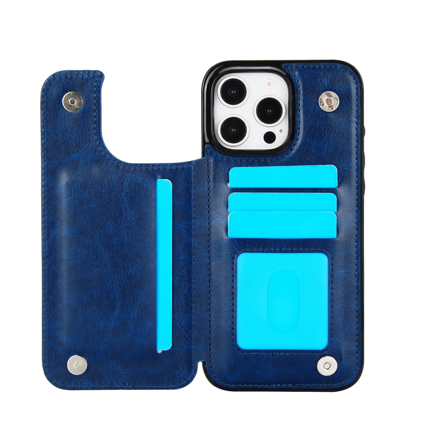 PU Leather Case with Kickstand Card Holder for iPhone