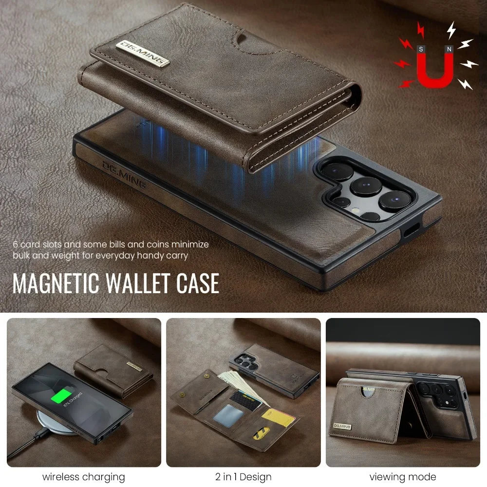 Detachable Magnetic Wallet Case with RFID for Samsung Galaxy