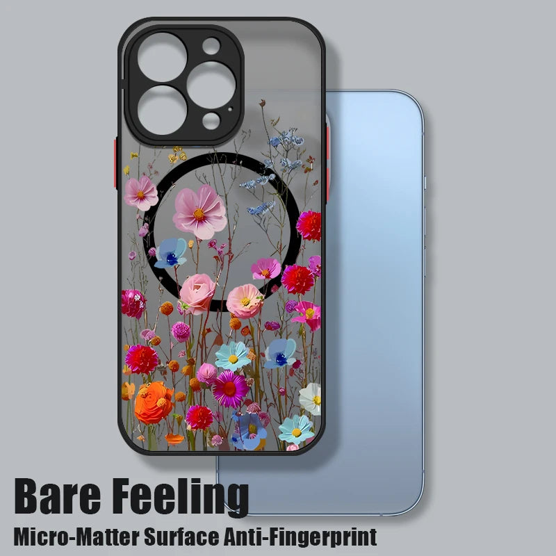 Magnetic Colorful Flowers Case for iPhone - CaseifyTrend