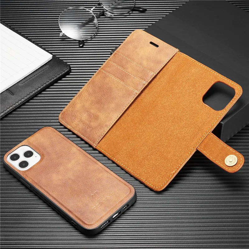 Detachable Magnetic Leather Wallet Case for iPhone