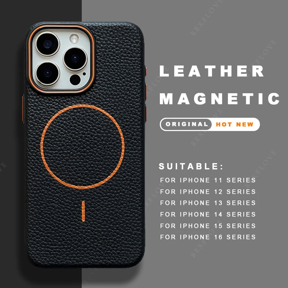 Leather Magnetic Magsafe Case for iPhone - CaseifyTrend