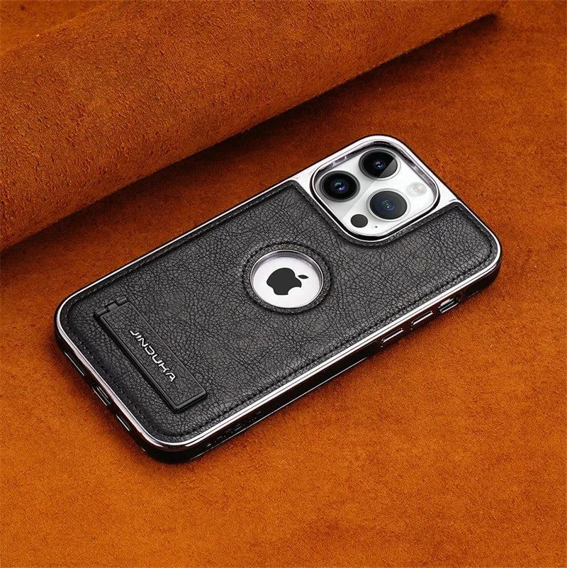 Luxury Leather Kickstand Case for iPhone