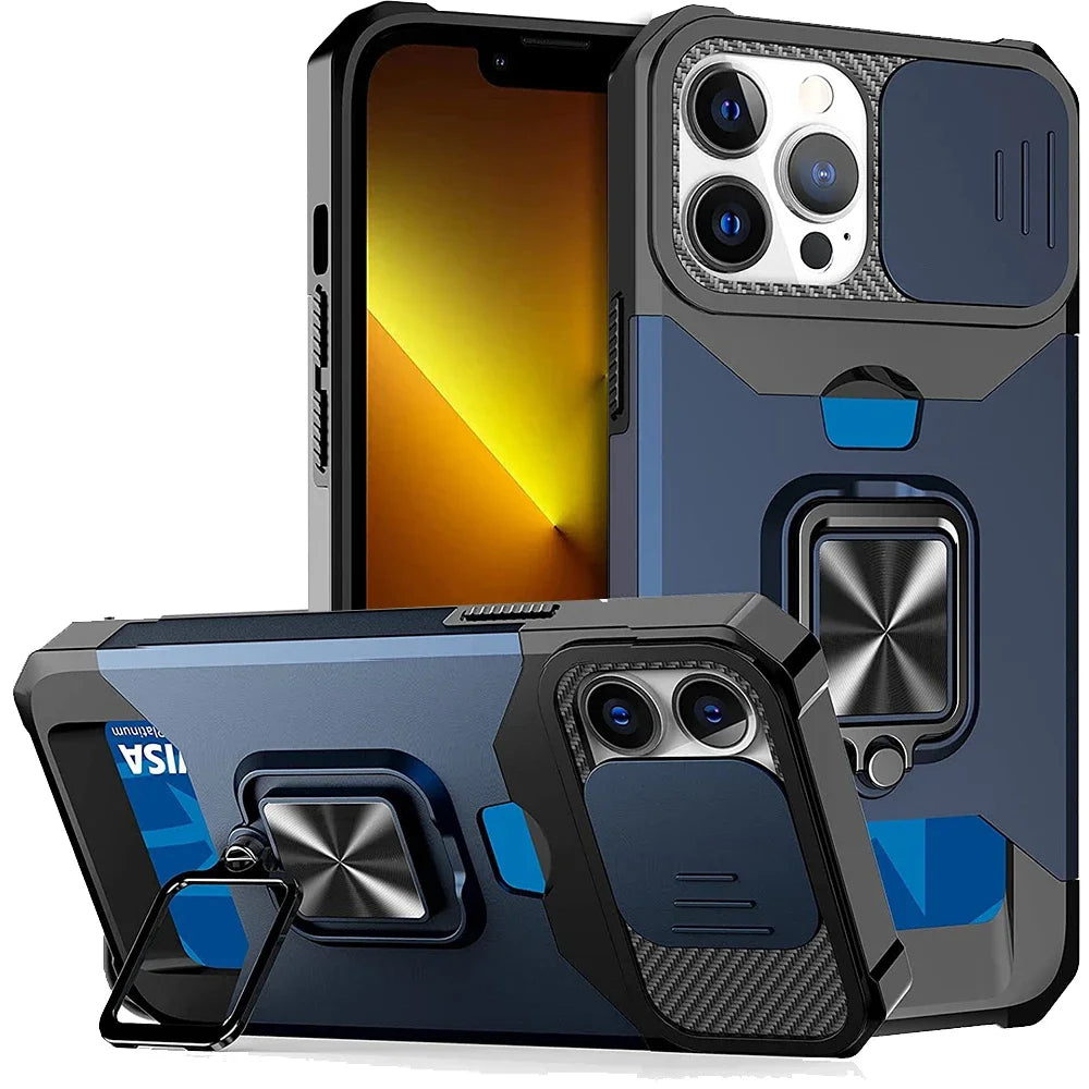 iPhone Wallet Case with Card Holder Ring Stand