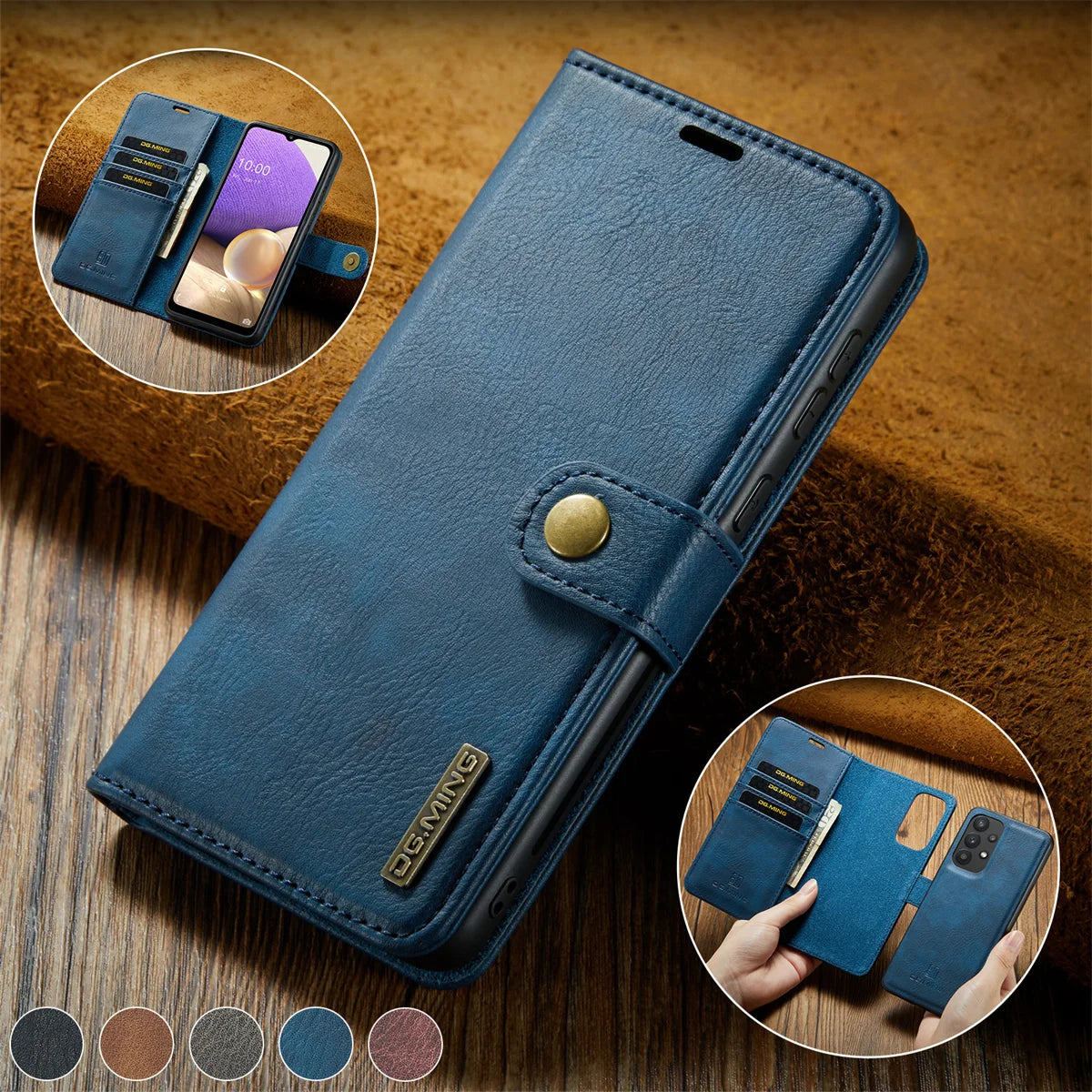 Detachable Magnetic Leather Wallet Case for Samsung Galaxy