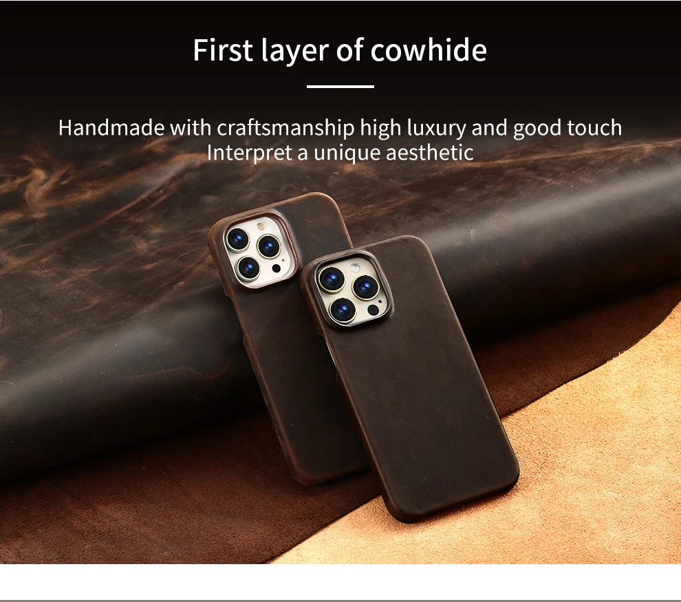 Luxury Full Grain Leather Magsafe Case for iPhone