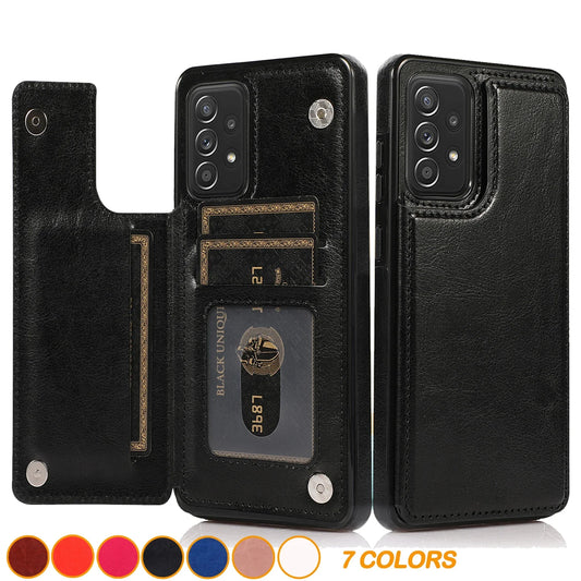 Flip Leather Wallet Case with Card Holder for Samsung